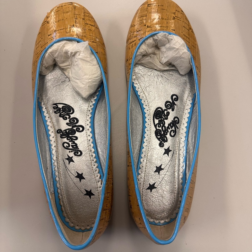 Naughty Monkey Tan and Blue Flats